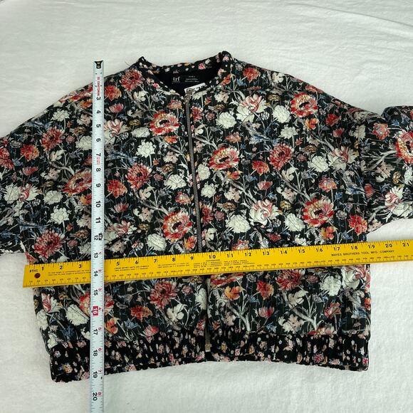 Zara TRF Jacket Women US S Dark Floral Print Quilted Full Zip Bomber Street - Picture 9 of 9